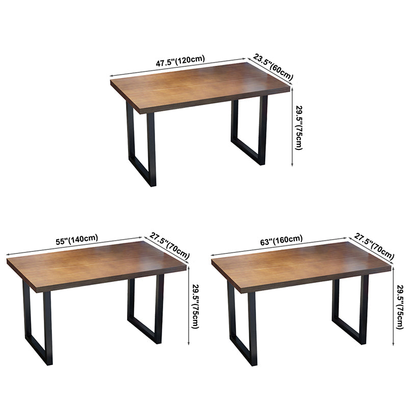 Table à manger industrielle en bois massif table de rectangle marron avec base de traîneau pour salle à manger