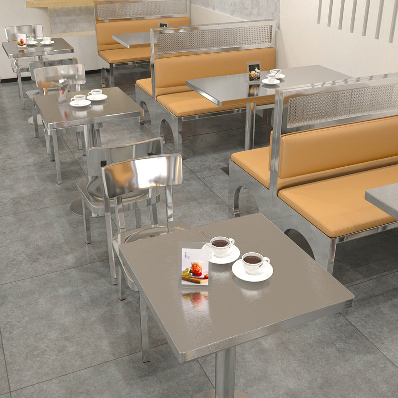 Industrial Stainless Steel Dining Table Metal Base Table for Dinning Room