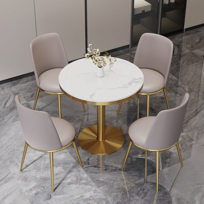 Traditional Luxury Round Dining Table Sintered Stone Dining Table with Pedestal Base