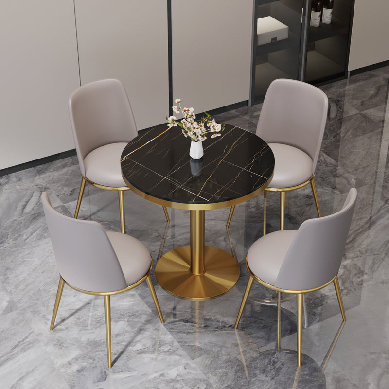 Traditional Luxury Round Dining Table Sintered Stone Dining Table with Pedestal Base