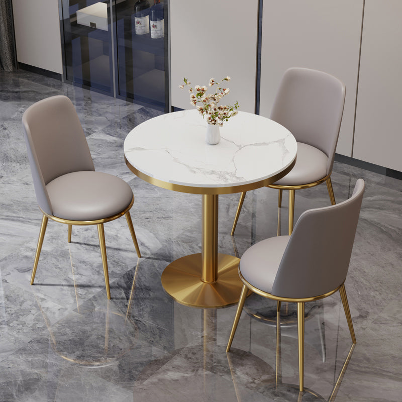 Traditional Luxury Round Dining Table Sintered Stone Dining Table with Pedestal Base