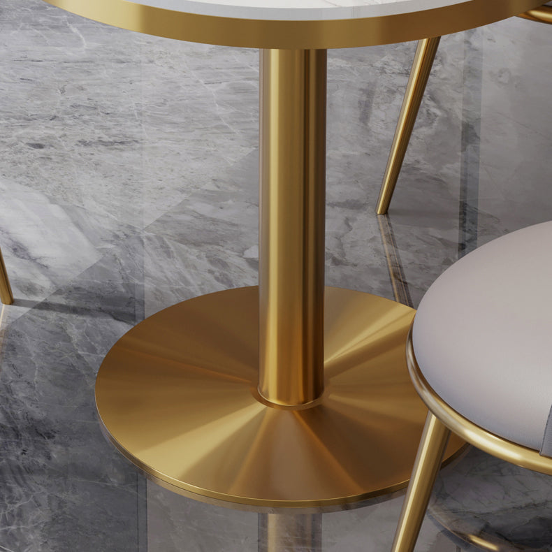 Traditional Luxury Round Dining Table Sintered Stone Dining Table with Pedestal Base