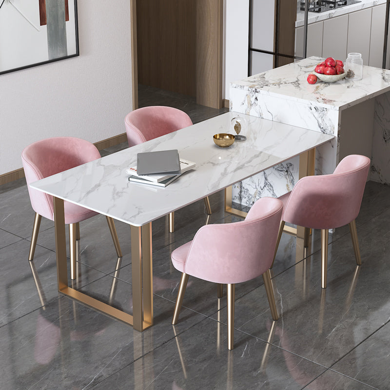 Traditionele luxe rechthoekige eettafel gesinterde stenen eettafel met dubbele voetstuk