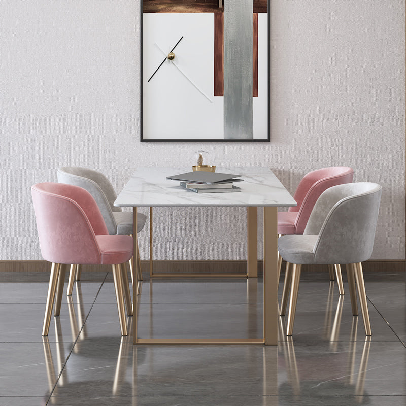 Traditionele luxe rechthoekige eettafel gesinterde stenen eettafel met dubbele voetstuk