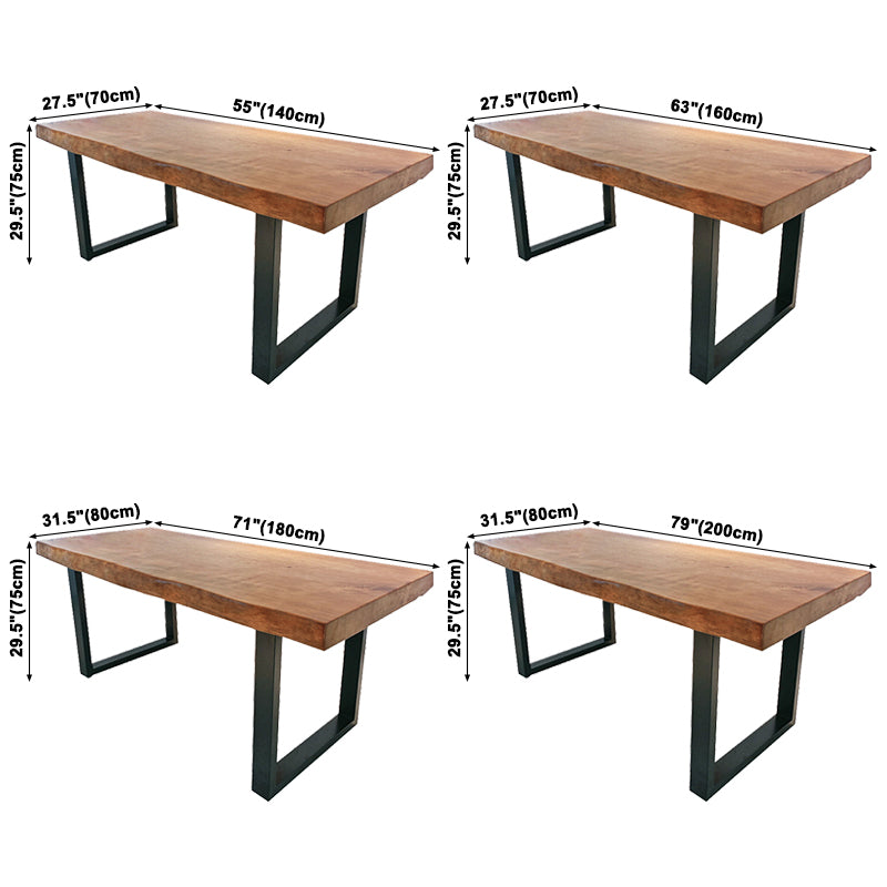 Zeitgenössischer brauner Rechteckform Esstisch Massivholz Esstisch mit Trestle Basis