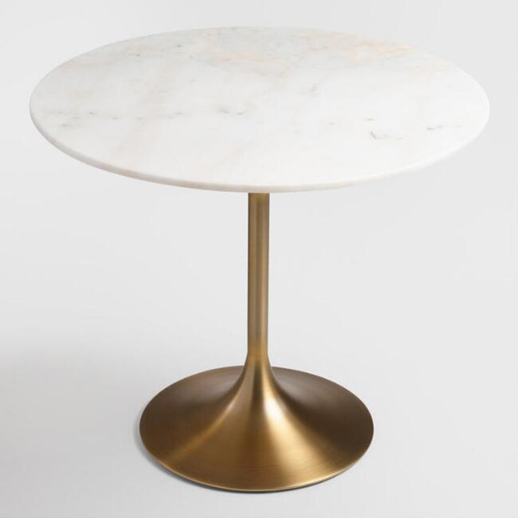 Round Tulip Base Glam Dining Table White Fixed Table with Sintered Stone