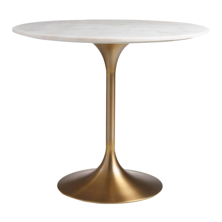 Round Tulip Base Glam Dining Table White Fixed Table with Sintered Stone