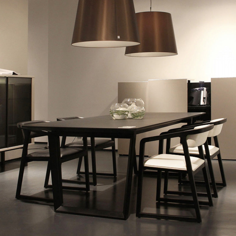 Mesa de comedor casera de estilo moderno Mesa de forma rectangular con pedestal doble