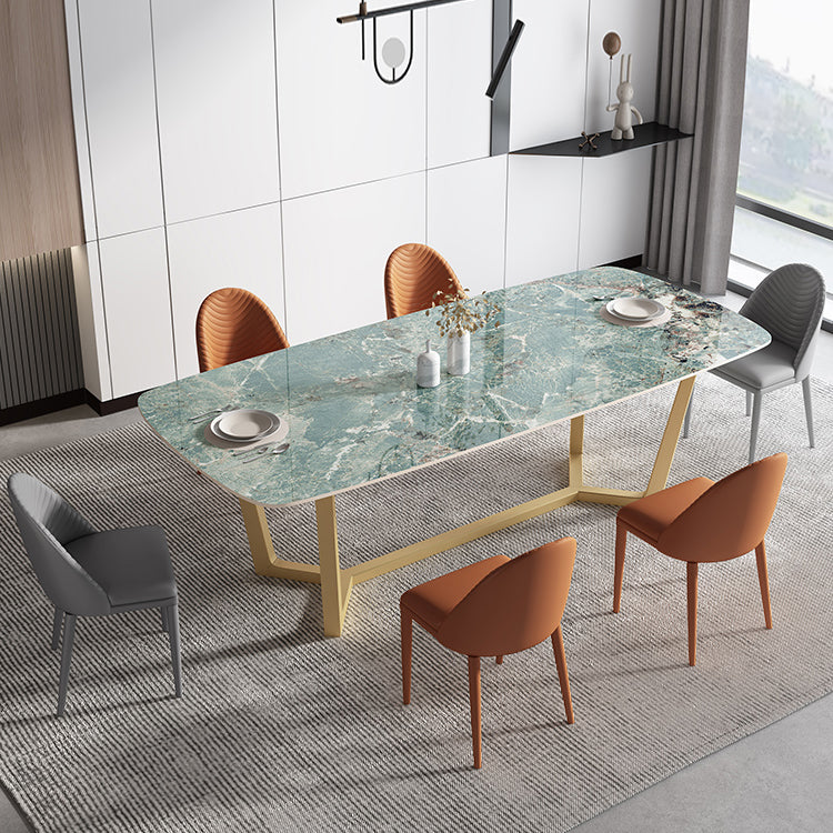 Metaal traditionele luxe rechthoek binnen tafel gesinterde stenen tafel met schroefdeksel