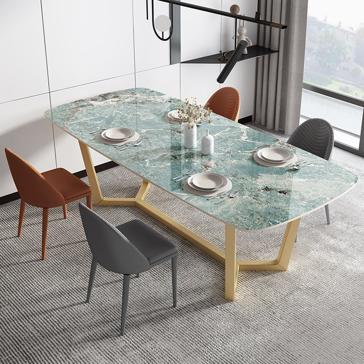 Metaal traditionele luxe rechthoek binnen tafel gesinterde stenen tafel met schroefdeksel