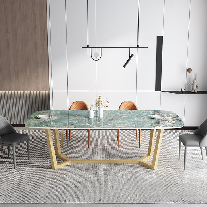 Metaal traditionele luxe rechthoek binnen tafel gesinterde stenen tafel met schroefdeksel