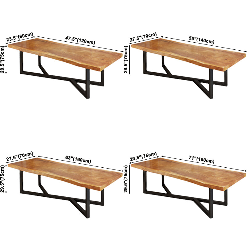 Industrial Rectangle Dining Table Pine Solid Wood Table with Black Trestle Base for Dining Room