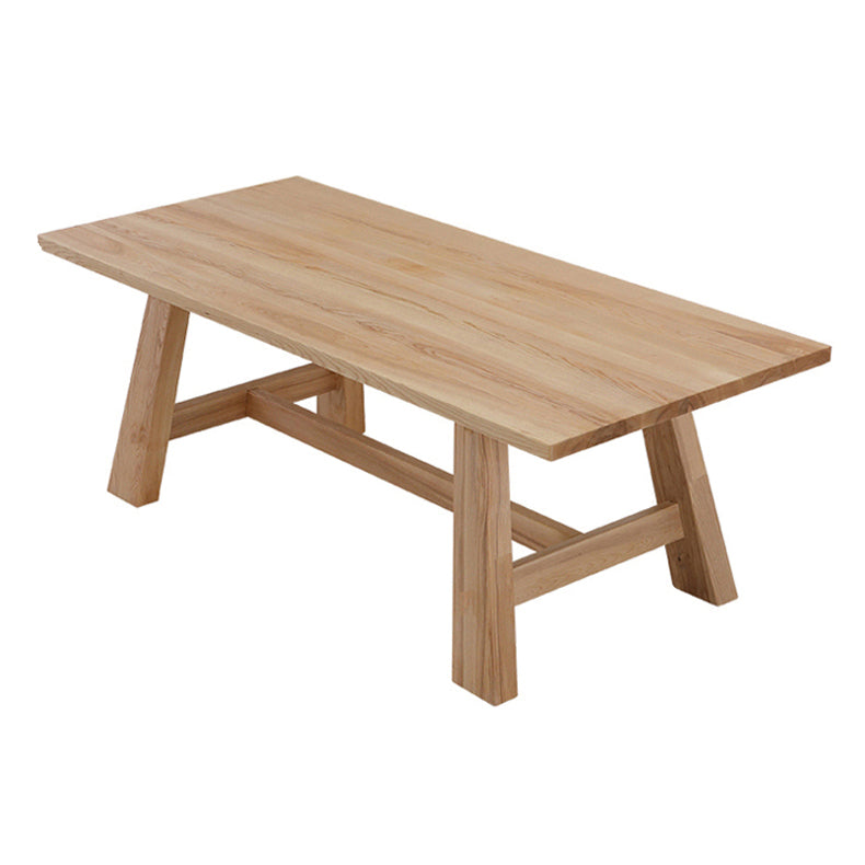 Moderne massive Holzküche Esstisch Khaki Rechteck Form Esstisch mit Trestle Basis