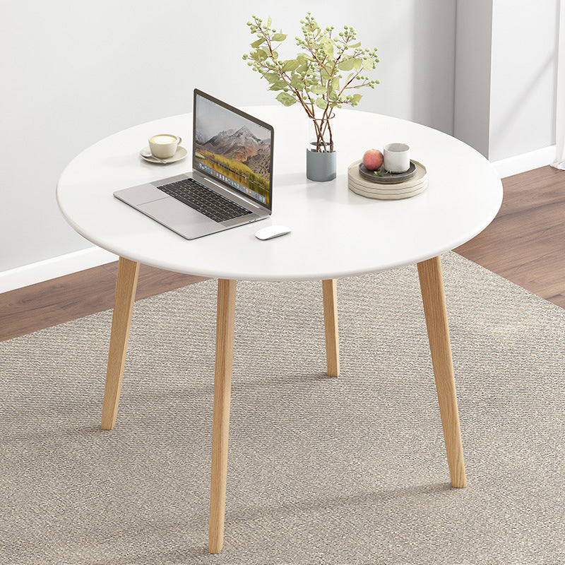 Round Solid Wood Two-Color Dining Table Simplicity 4 Legs Table for Dining Room