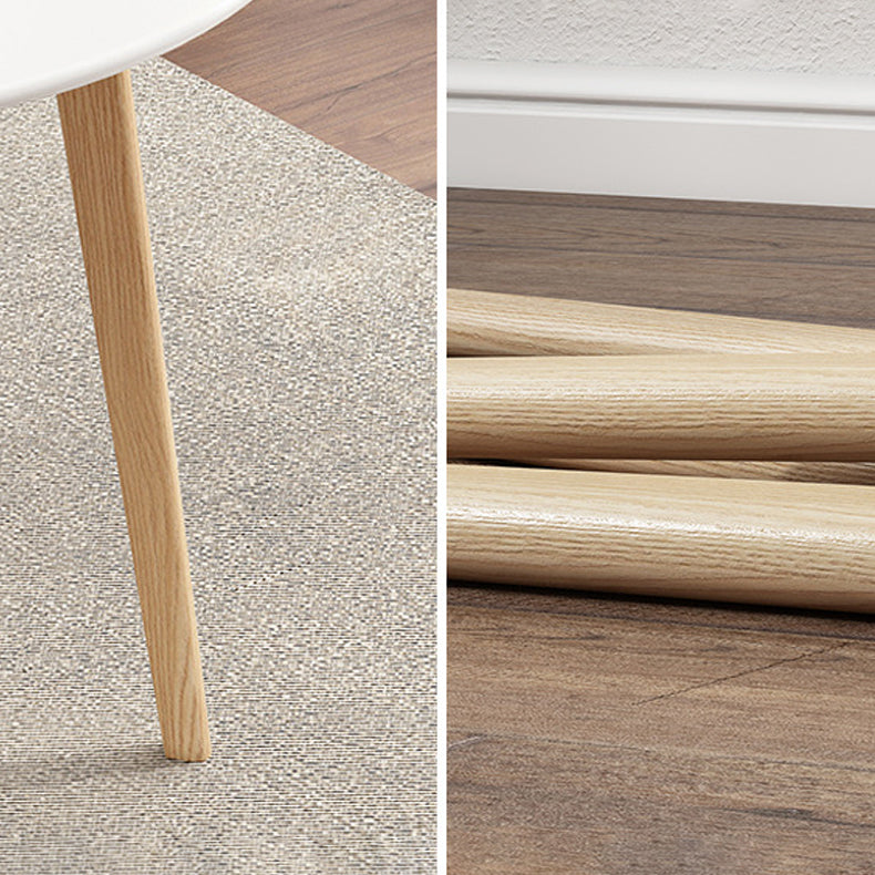 Round Solid Wood Two-Color Dining Table Simplicity 4 Legs Table for Dining Room