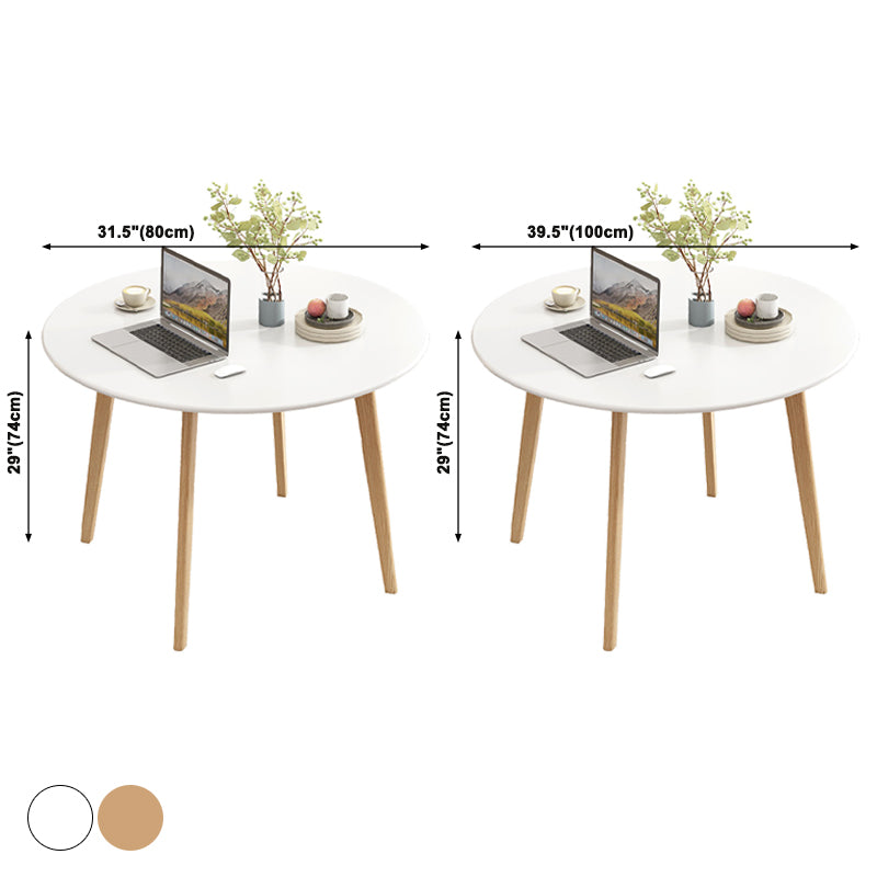 Round Solid Wood Two-Color Dining Table Simplicity 4 Legs Table for Dining Room