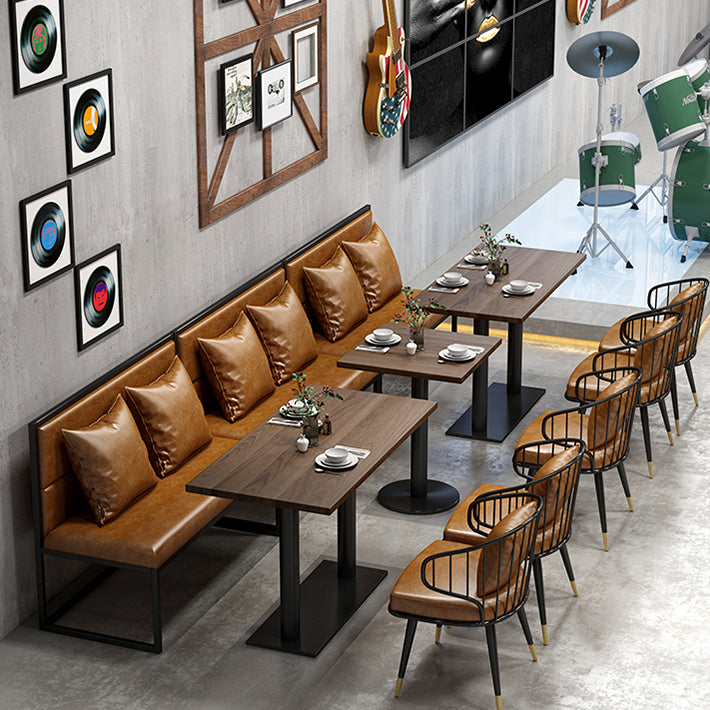Industrial Dining Table Solid Wood Table with Black Metal Base for Home Kitchen Dinner