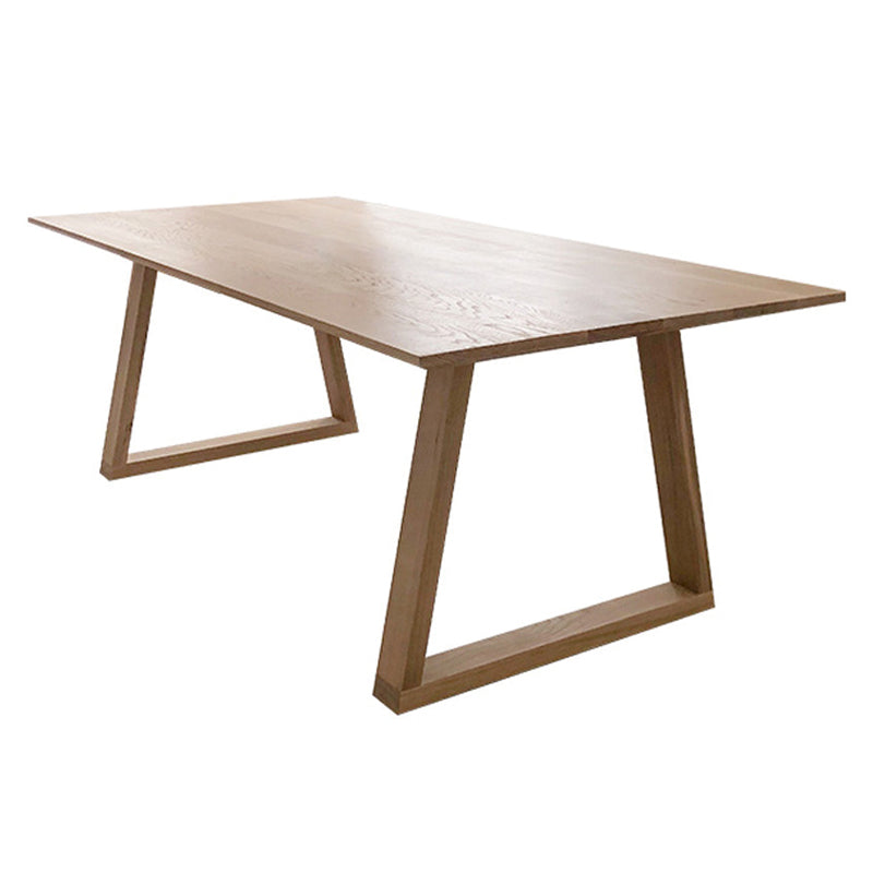 Modern Solid Wood Table Rectangle Dining Table with Double Pedestal Base