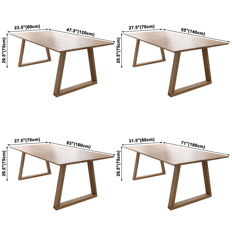 Modern Solid Wood Table Rectangle Dining Table with Double Pedestal Base