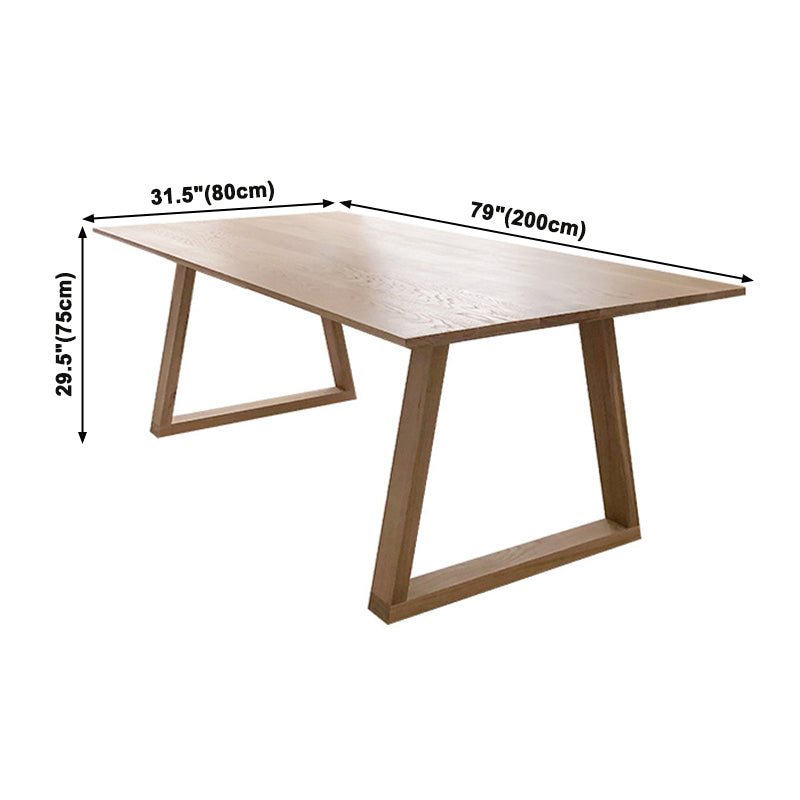 Modern Solid Wood Table Rectangle Dining Table with Double Pedestal Base