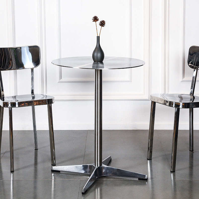 Stainless Steel Industrial Dining Table Pedestal Table for Dinning Room