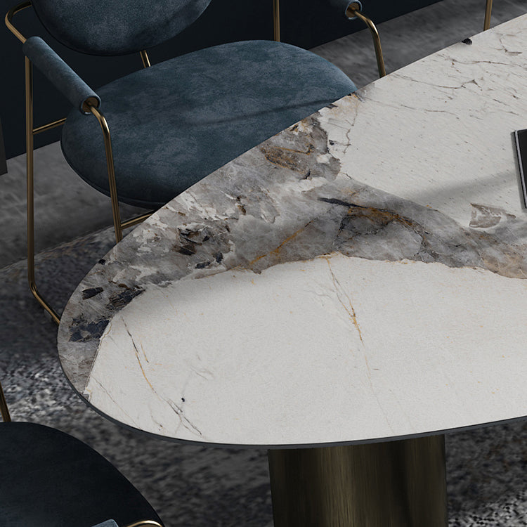 Traditional Luxury Oval Dining Table Sintered Stone Dining Table with 3 Legs