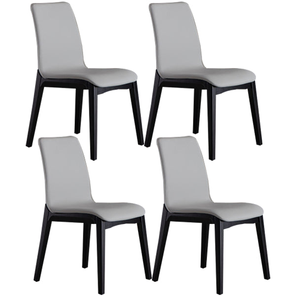 Industrial Rubberwood Solid Back Side Chair Matte Finish Leather Dining Chair with Black Legs