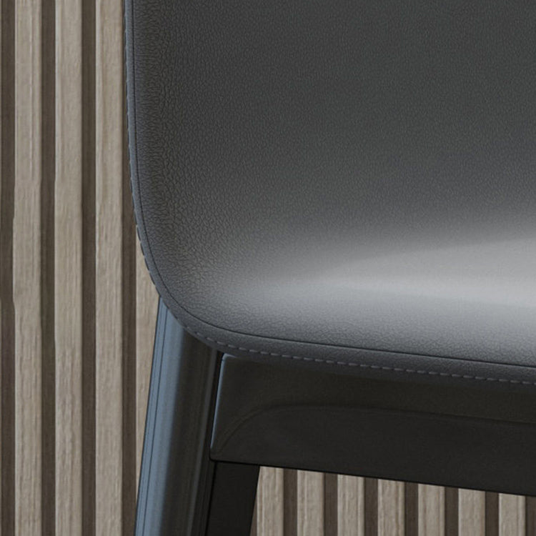 Industrial Rubberwood Solid Back Side Chair Matte Finish Leather Dining Chair with Black Legs
