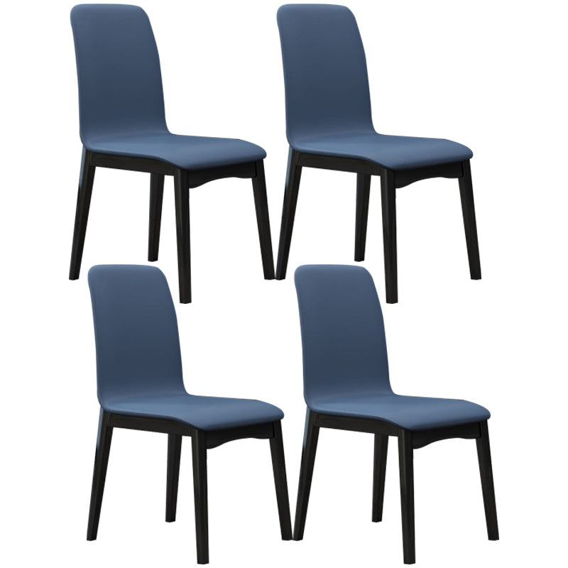 Industrial Rubberwood Solid Back Side Chair Matte Finish Leather Dining Chair with Black Legs
