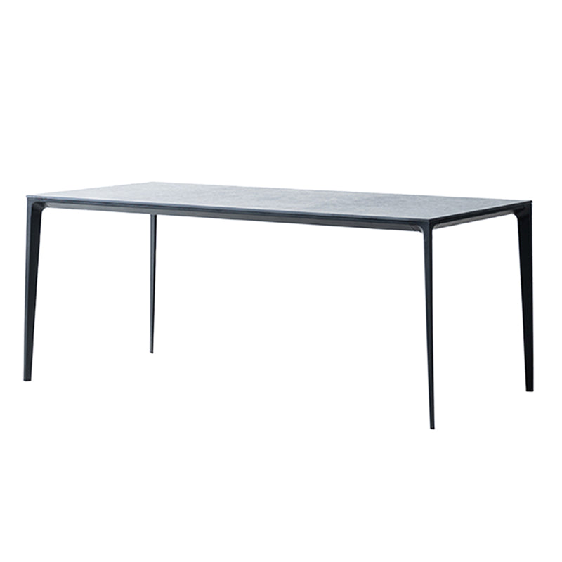 Grey Sintered Stone Top Dining Table Rectangle Table with Metal Base and 4 Legs