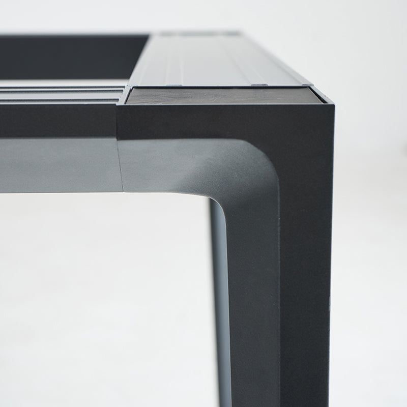 Table de salle à manger gris en pierre gris avec base en métal et 4 jambes