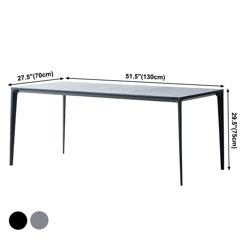 Grey Sintered Stone Top Dining Table Rectangle Table with Metal Base and 4 Legs