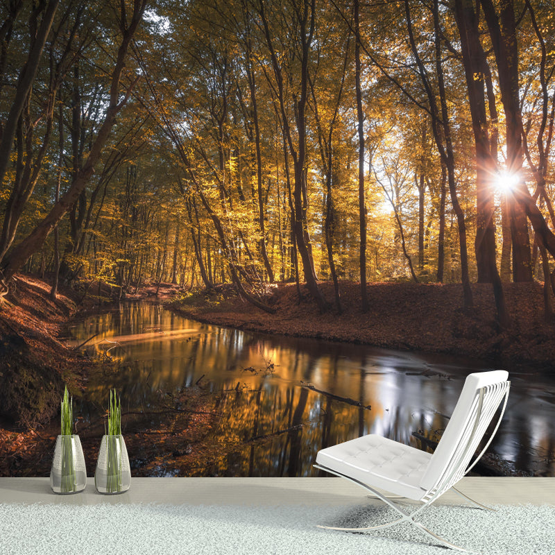 Forest Mural Mildew Resistant Contemporary Wall Covering for Dining Room