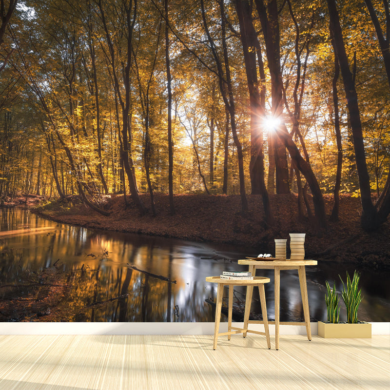 Forest Mural Mildew Resistant Contemporary Wall Covering for Dining Room