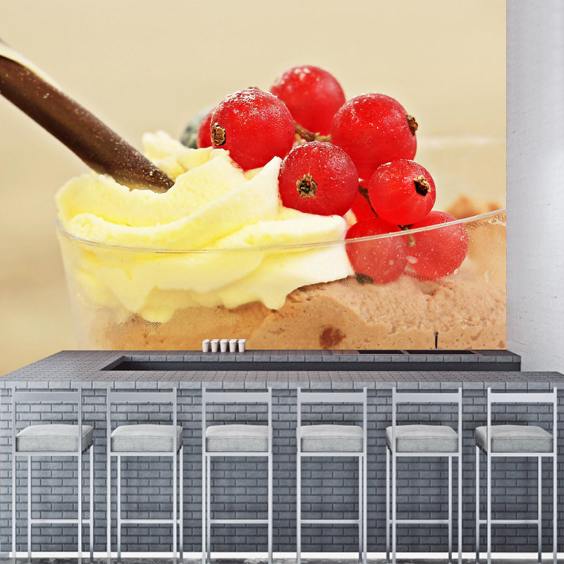 Dessert Shop Wall Mural with Ice Cream Painting Eco-friendly Wall Decor