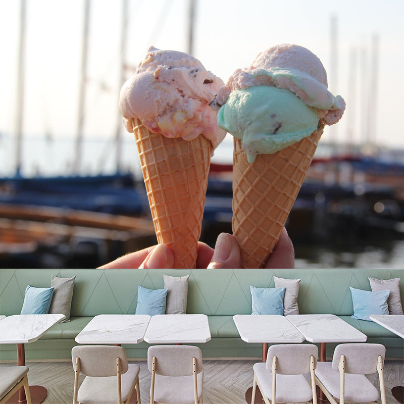 Customized Ice Cream Pattern Mural Wallpaper Mildew Resistant Commerce Shop