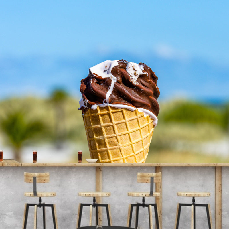 Dessert Shop Wall Mural Decor with Ice Cream Painting Environmental for Decoration