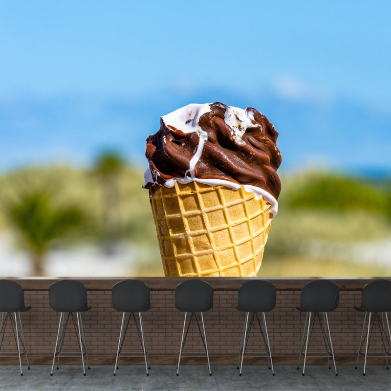 Dessert Shop Wall Mural Decor with Ice Cream Painting Environmental for Decoration