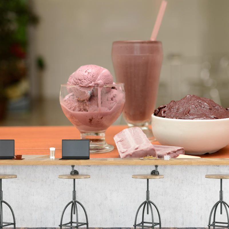 Dessert Shop Wall Mural Decor with Ice Cream Painting Environmental for Decoration