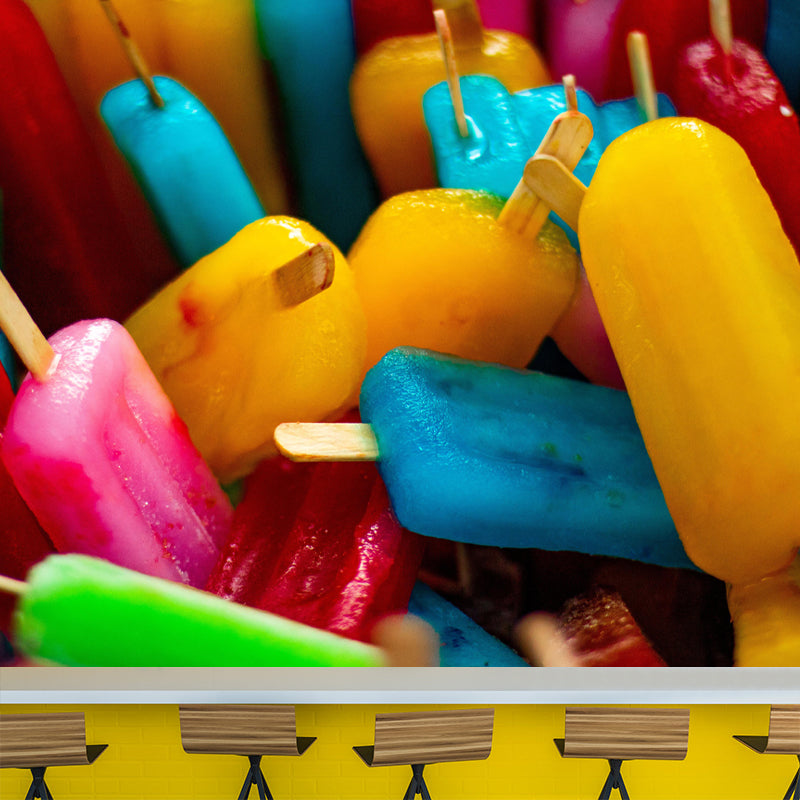 Delicious Ice Cream Mural Mildew Resistant Contemporary Wall Covering for Commercial Use