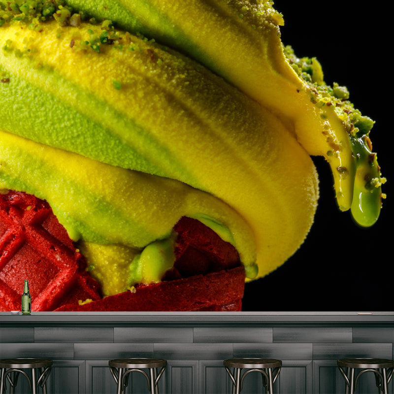 Delicious Ice Cream Mural Mildew Resistant Contemporary Wall Covering for Commercial Use