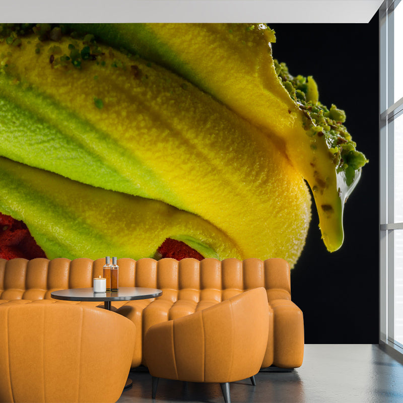 Nice Ice Cream Mural Mildew Resistant Contemporary Wall Covering for Commercial Use