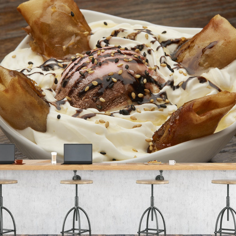 Customized Ice Cream Mural Wallpaper Environment Friendly Commerce Shop