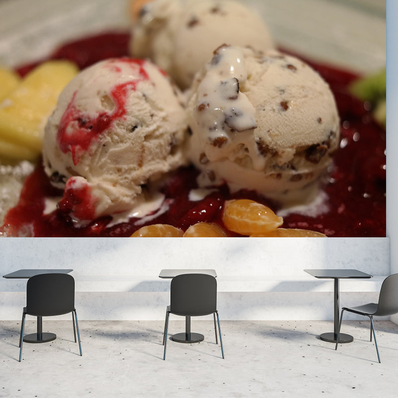 Contemporary Dessert Shop Wall Mural Decor with Ice Cream Painting Eco-friendly for Decoration