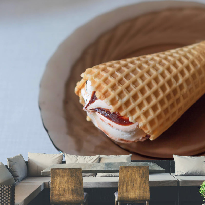 Contemporary Dessert Shop Wall Mural Decor with Ice Cream Painting Eco-friendly for Decoration