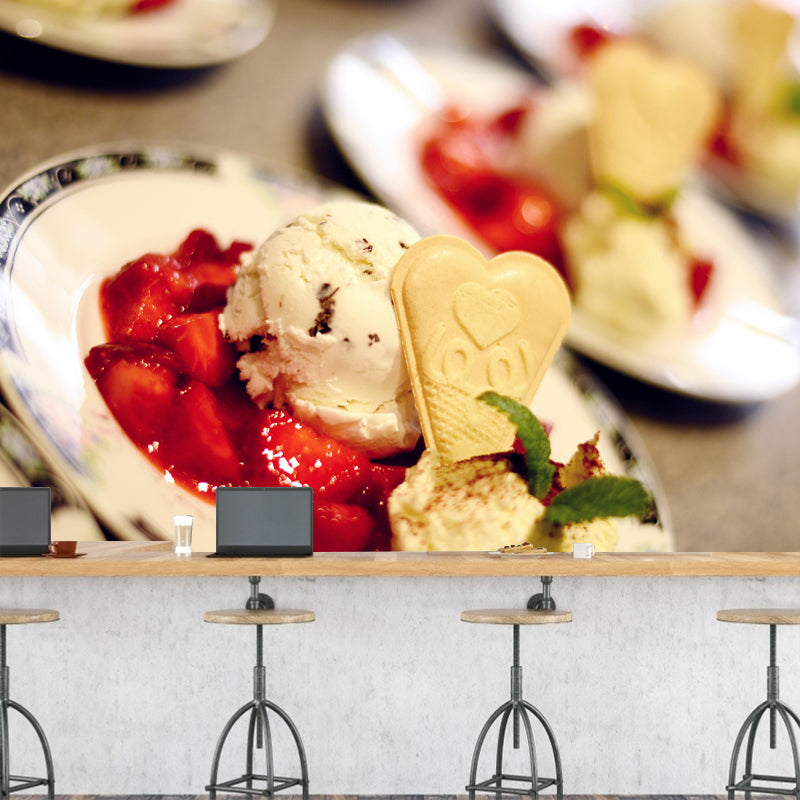 Customized Ice Cream Mural Wallpaper Wall Covering Mildew Resistant Commerce Shop