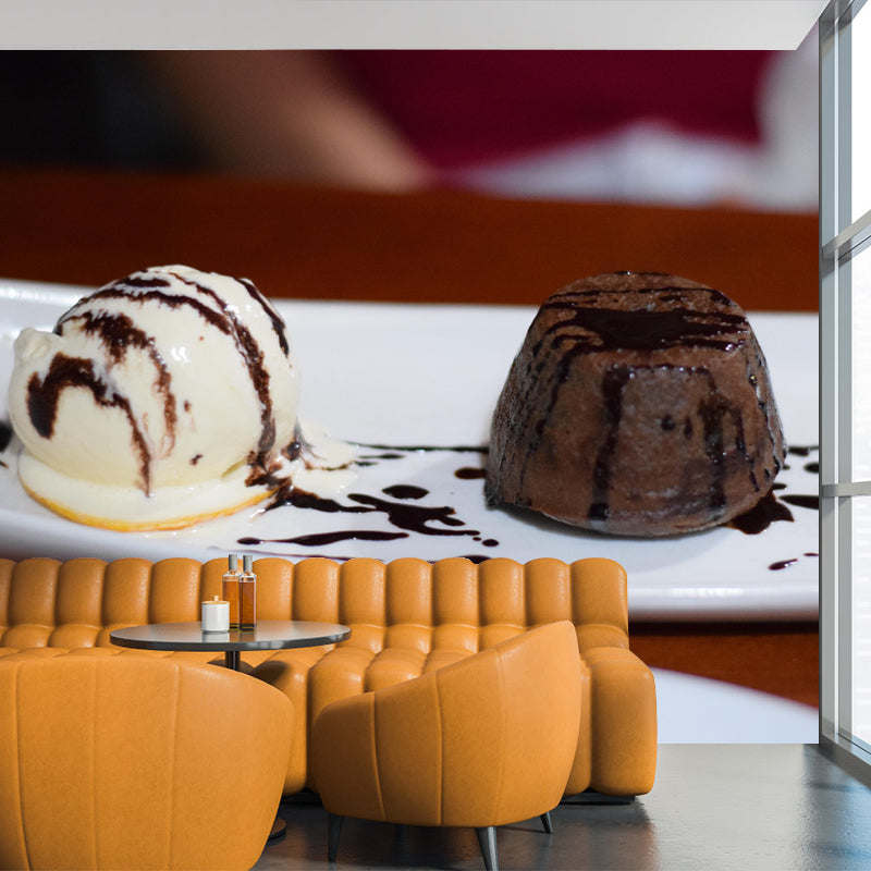 Ice Cream Mural Mildew Resistant Contemporary Style Wall Covering for Commercial Use