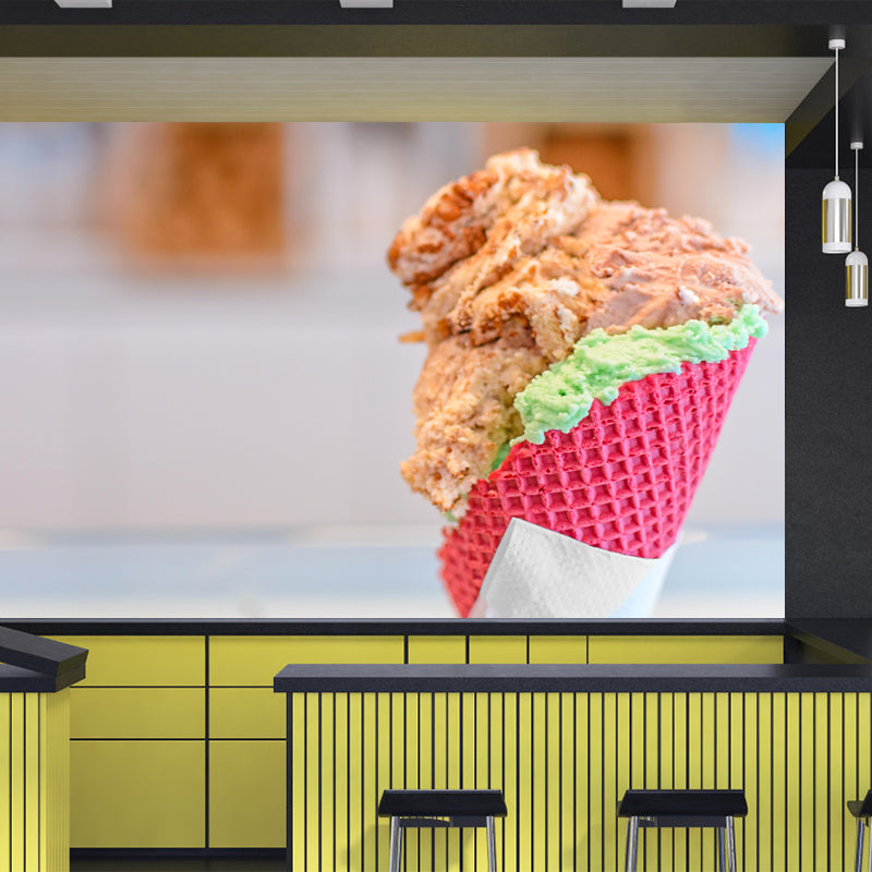Modern Dessert Shop Wall Mural Decor with Ice Cream Pattern Eco-friendly Wallpaper