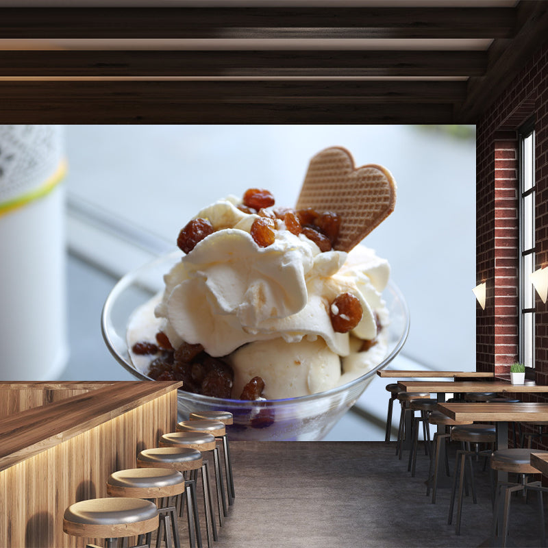 Modern Dessert Shop Wall Mural Decor with Ice Cream Pattern Eco-friendly Wallpaper