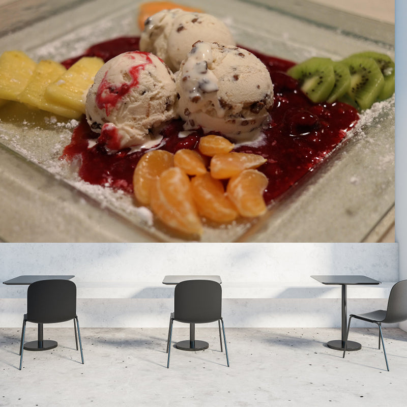 Ice Cream Mural Mildew Resistant Contemporary Wall Covering for Commercial Use